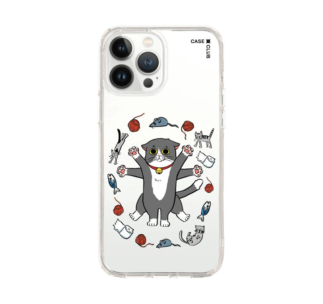 iphone 12/ 13 pro max clear case life of cat